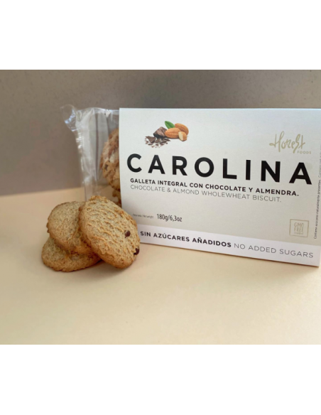 Galleta 0% Sin Azúcares Integral Artesana con Chocolate y Almendra. Vegana
