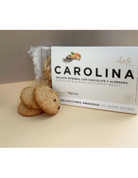Galletas integrales artesanas sin azúcares añadidos con chocolate y almendra, veganas – Carolina Honest