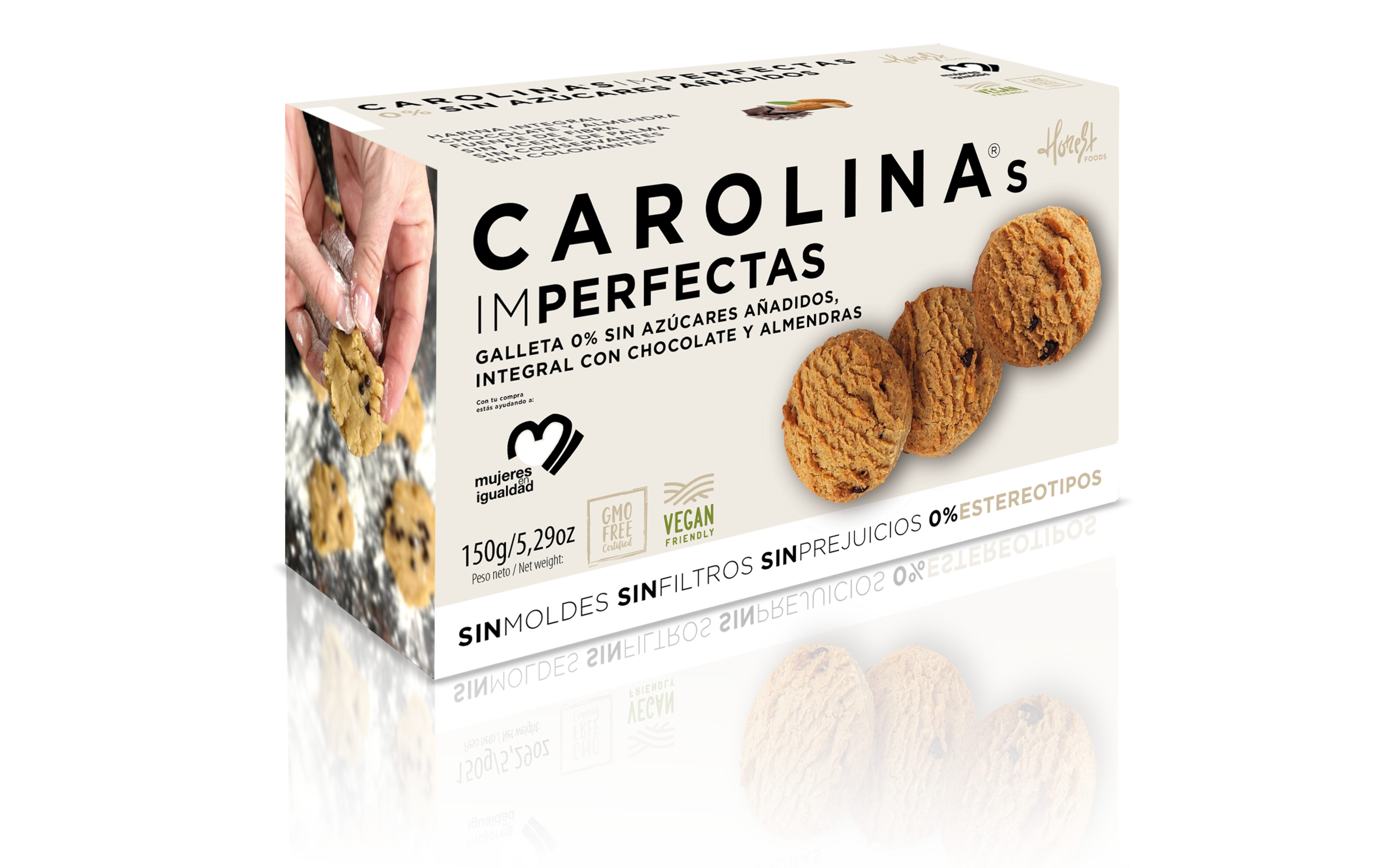 CAROLINAS IMPERFECTAS. Galleta 0% Sin  Azúcares Integral. Vegana