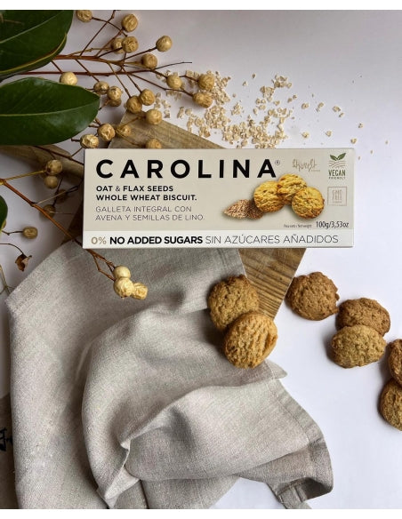 Galleta 0% Sin Azúcares Añadidos Integral con Avena y Lino. Vegana