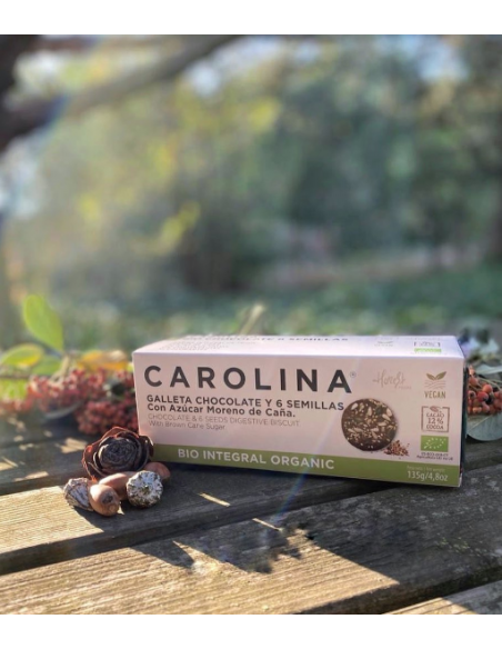 Galleta Bio Integral Digestive con Chocolate & Semillas. Vegana