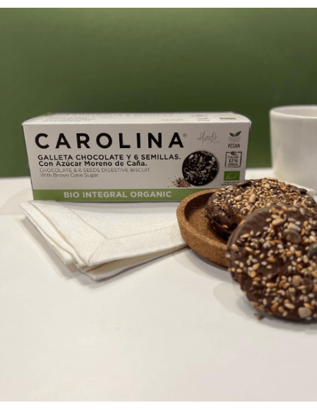 Galleta Bio Integral Digestive con Chocolate & Semillas. Vegana