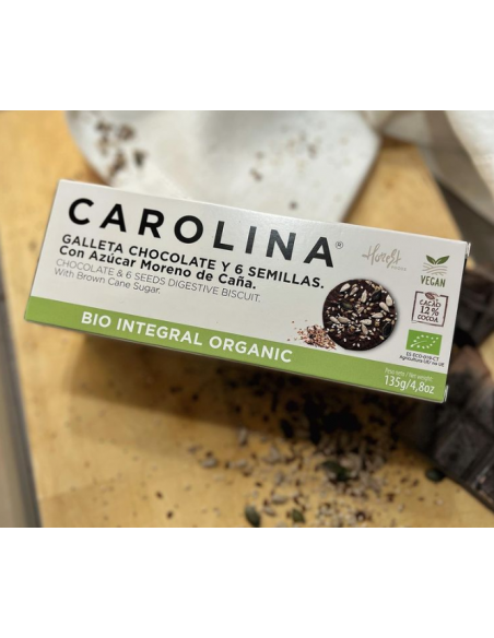 Galleta Bio Integral Digestive con Chocolate & Semillas. Vegana