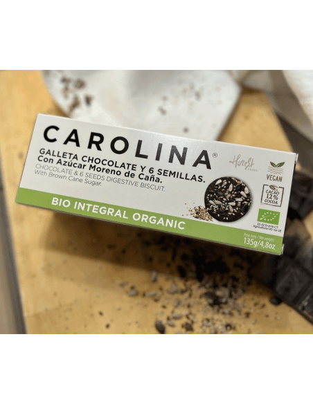 Galleta Bio Integral Digestive con Chocolate & Semillas. Vegana