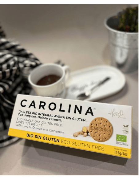 Galleta Sin Gluten Bio Integral Digestive Avena con Quinoa, Jengibre y Canela. Vegana
