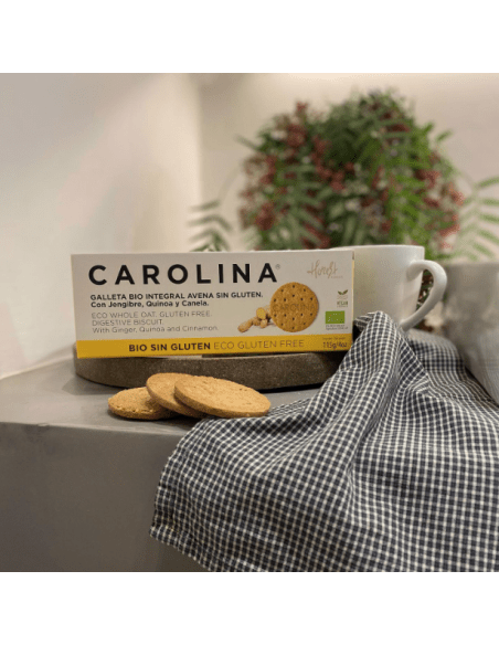 Galleta Sin Gluten Bio Integral Digestive Avena con Quinoa, Jengibre y Canela. Vegana