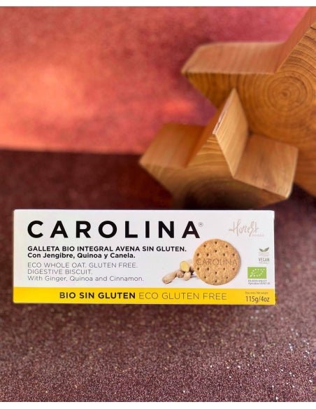 Galleta Sin Gluten Bio Integral Digestive Avena con Quinoa, Jengibre y Canela. Vegana