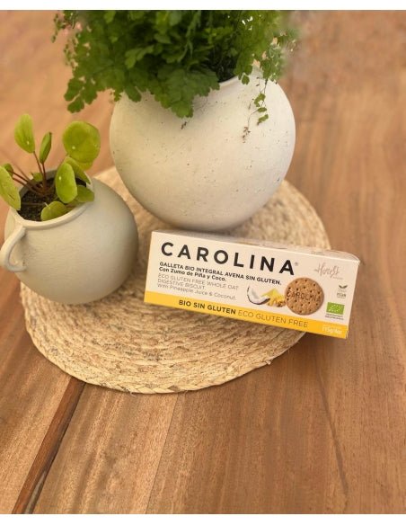 Galleta Sin Gluten Bio Integral Digestive Avena con Zumo de Piña y Coco Rallado. Vegana