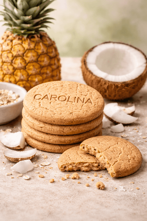 Galleta Sin Gluten Bio Integral Digestive Avena con Zumo de Piña y Coco Rallado. Vegana