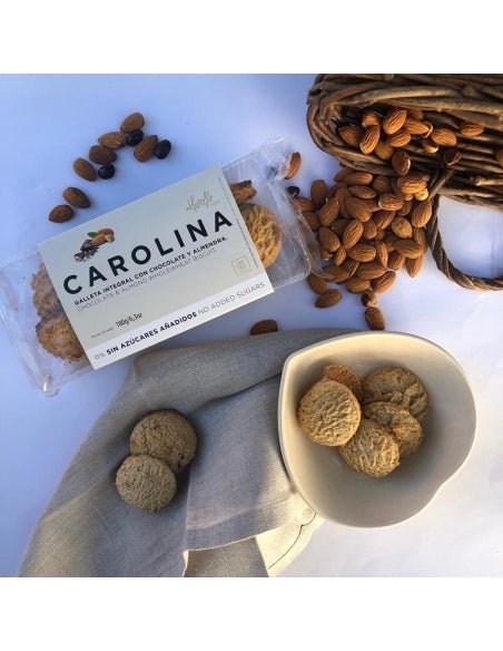 Galletas integrales artesanas sin azúcares añadidos con chocolate y almendra, veganas – Carolina Honest